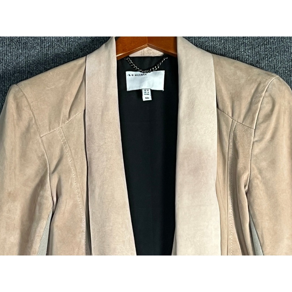 Muubaa Blush Pink Lamb Leather Draped Waterfall Jacket US Size 8‎ M01115R - Picture 2 of 13